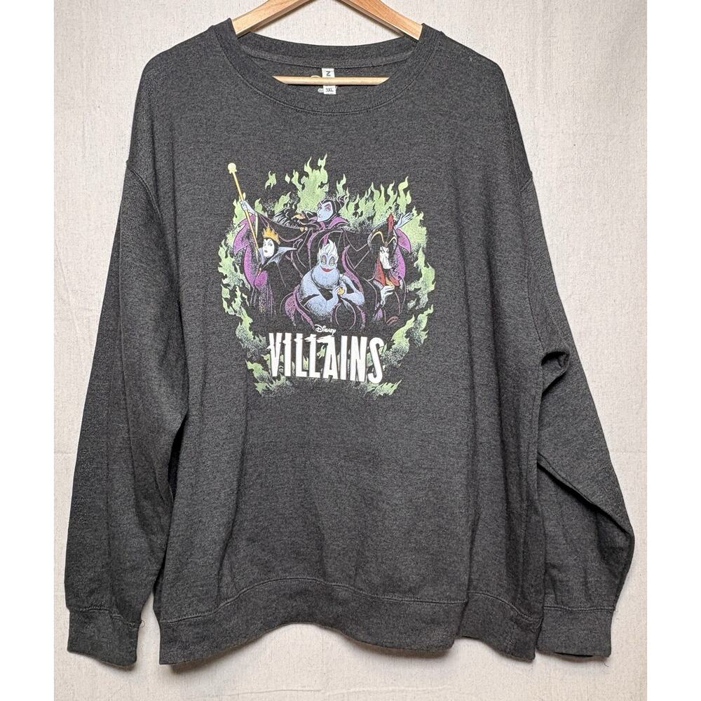 Disney VILLAINS‎ Crewneck Sweatshirt Size 3XL Gray